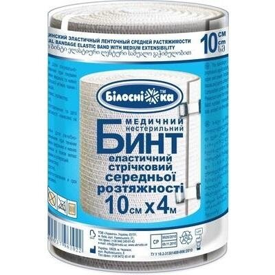 Бинт еластичний стрічковий «Білосніжка» медичний, середньої розтяжності 10 см х 4 м