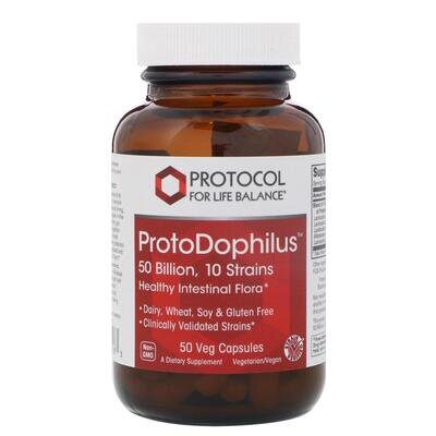 Пробіотики дофілус Protocol for Life Balance ProtoDophilus 50 млрд 10 штамів, 50 веганських капсул