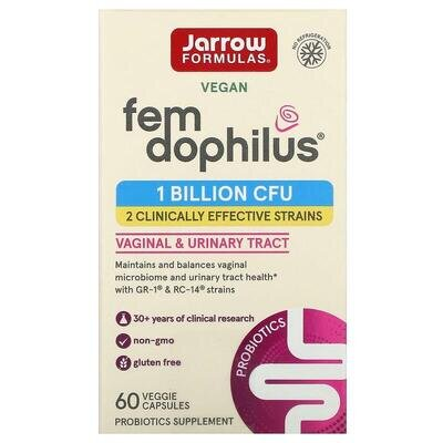 Пробіотики для жінок Jarrow Formulas Women's Fem Dophilus 1 млрд КУО, 60 рослинних капсул