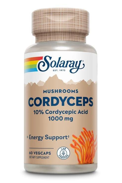 Гриб Кордицепс Solaray Mushrooms Cordyceps (Extract) 1000 мг, 60 вегетаріанських капсул