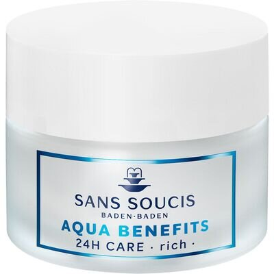 Крем-догляд Sans Soucis Aqua Benefits 24h зволоження для сухої шкіри насичений, 50 мл