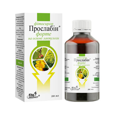 Прослабін Форте на основі лактулози фітосироп по 200 мл у флак.
