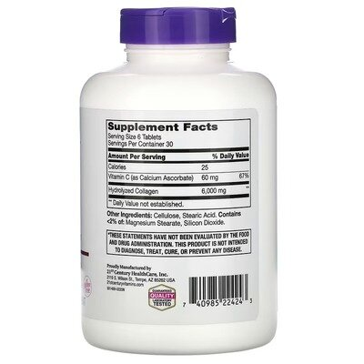 Суперколаген плюс вітамін C 21st Century Super Collagen Plus Vitamin C 1000 мг, 180 таблеток