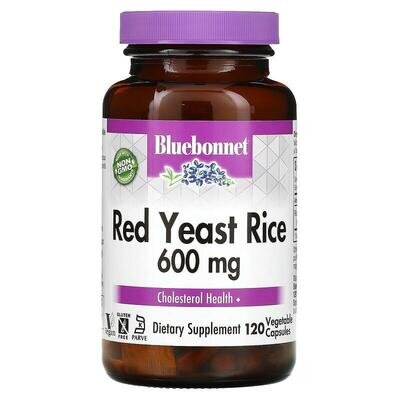Червоний дріжджовий рис 600 мг Bluebonnet Nutrition Red Yeast Rice, 120 вегетаріанських капсул