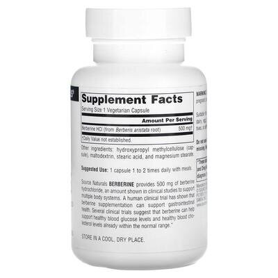 Берберин Source Naturals Berberine 500 мг, 60 вегетаріанських капсул
