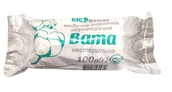 Вата нестерильна Екобинт медична гігроскопічна, ролик, 100 г