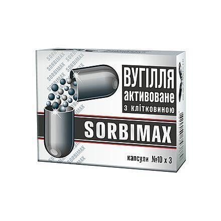 Сорбімакс вугілля активоване з клітковиною капсули №30