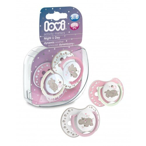 Пустушка силіконова Lovi Night & Day динамічна, 22/810girl, 3-6 місяців, 2 шт