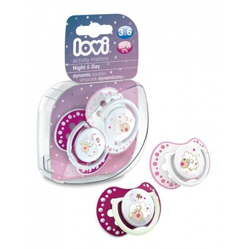 Пустушка силіконова Lovi Night & Day динамічна, 22/810girl, 3-6 місяців, 2 шт