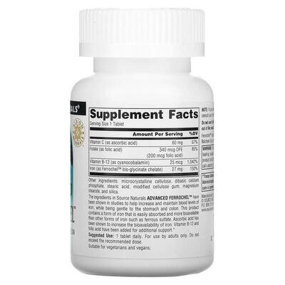Залізо Source Naturals Advanced Ferrochel, 180 таблеток