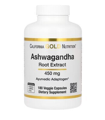 Ашваганда California Gold Nutrition Ashwagandha Root Extrac 450 мг, 180 рослинних капсул
