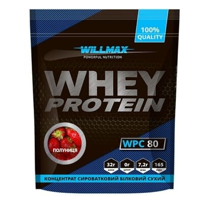 Протеїн Willmax Whey Protein 80%, полуниця, 920 г