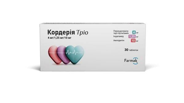 Кордерія тріо таблетки по 4 мг/1.25 мг/10 мг №30 (10х3)