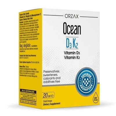 Вітамін D3 + K2 Orzax Ocean D3K2 краплі по 20 мл у флак.