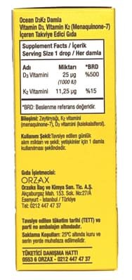 Вітамін D3 + K2 Orzax Ocean D3K2 краплі по 20 мл у флак.
