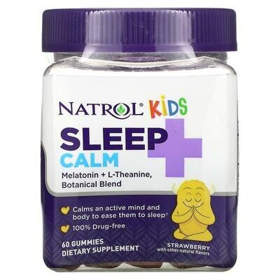 Підтримка сну для дітей з 4 років Natrol Kids Sleep + Calm, зі смаком полуниці, 60 жувальних пігулок