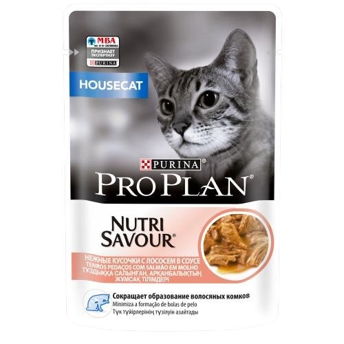 Корм вологий для кішок Purina Pro Plan Housecat Nutrisavour з лососем, 85 г