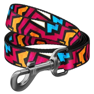 Повідець Collar WAUDOG Nylon малюнок Графіті, ширина 20 мм довжина 122 см