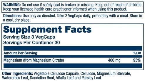 Магнію цитрат Solaray Magnesium Citrate 400, 90 веганських капсул