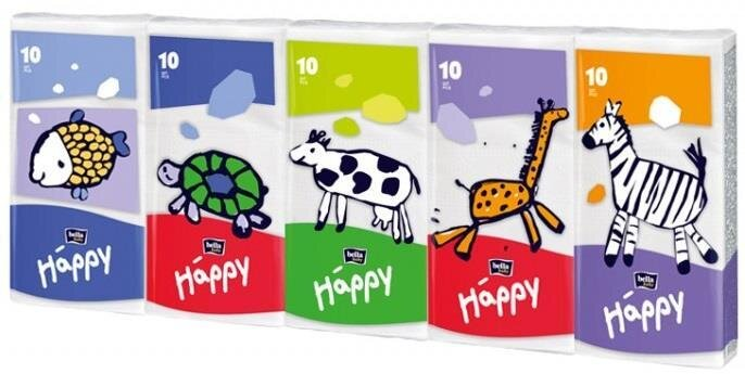 Хустинки паперові носові гігієнічні Bella Baby Happy тришарові, 10 шт х 10 уп