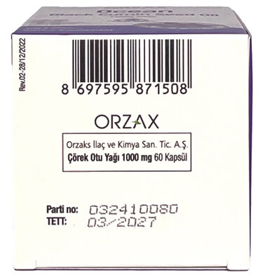 Олія чорного кмину Orzax Ocean Black Cumin Seed Oil 1000 mg, 60 капсул