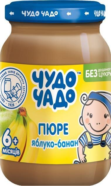 Пюре фруктове Чудо-Чадо Яблуко-банан без цукру з 6 місяців, 170 г