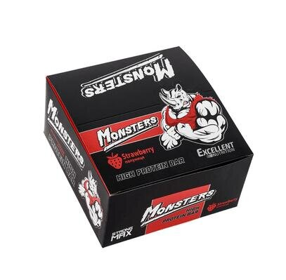 Батончик протеїновий Monsters High Protein Bar з полуницею, 20 штук по 80 г