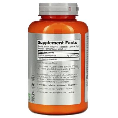 Креатин моногідрат NOW Creatine Monohydrate Powder, 227 г