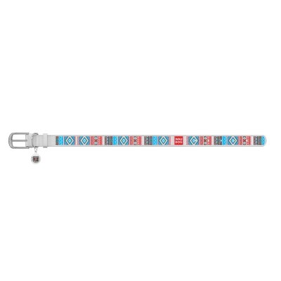 Нашийник для собак Collar WAUDOG Design з QR паспортом, малюнок Етно, шкіряний, ширина 35 мм довжина 46-60 см, білий