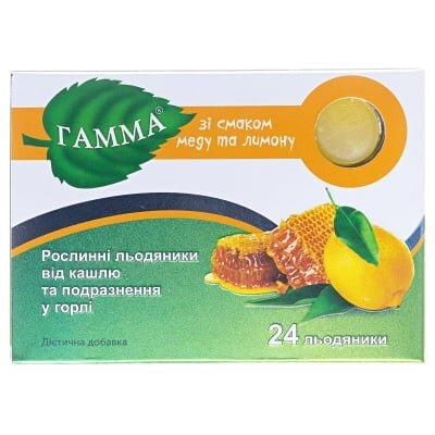 Гамма льодяники рослинні зі смак. мед-лимон. №24 (12х2)