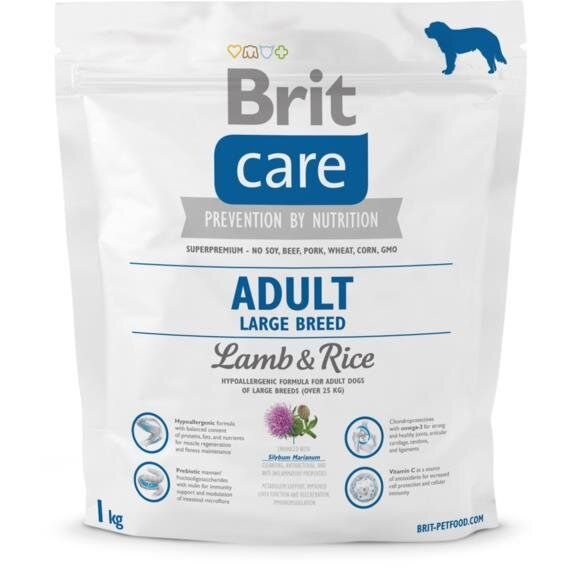 Корм сухий для дорослих собак великих порід Brit Care Adult Large Breed Lamb & Rice, 1 кг