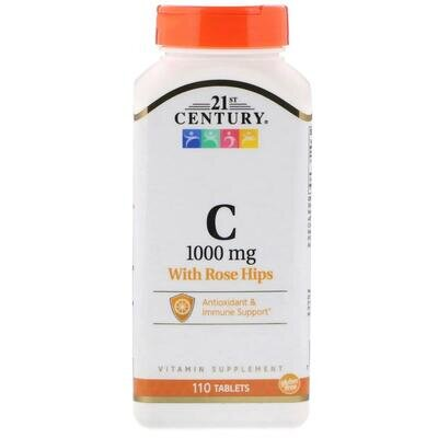 Вітамін С з шипшиною 21st Century Vitamin С with Rose Hips 1000 мг, 110 таблеток