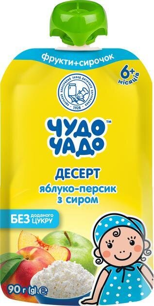 Десерт Чудо-Чадо Яблуко-персик з сиром без цукру з 6 місяців, 90 г
