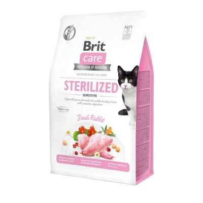 Корм сухий для стерилізованих котів з чутливим травленням Brit Care Cat GF Sterilized Sensitive з кроликом, 7 кг