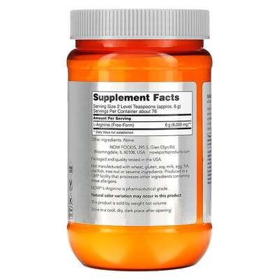 L-аргінін NOW Sports L-Arginine порошок, 454 г