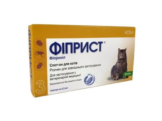 Фіприст Спот-он краплі від бліх і кліщів для кішок, 1 піпетка