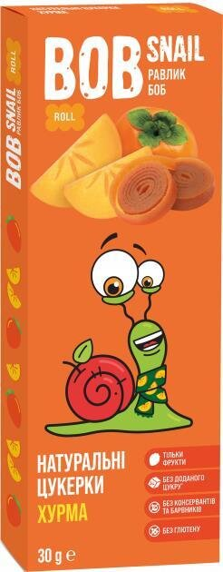 Цукерки Bob Snail Roll натуральні хурма, 30 г