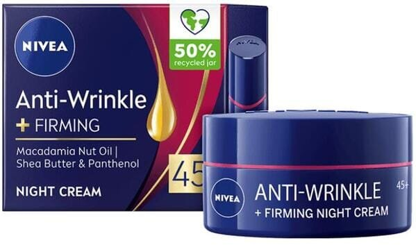 Крем для обличчя Nivea Проти зморшок + пружність 45+ нічний, 50 мл