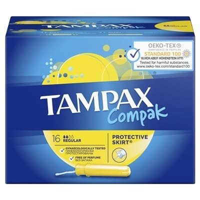 Тампони Tampax Compak Regular з аплікатором, 2 краплі, 16 штук