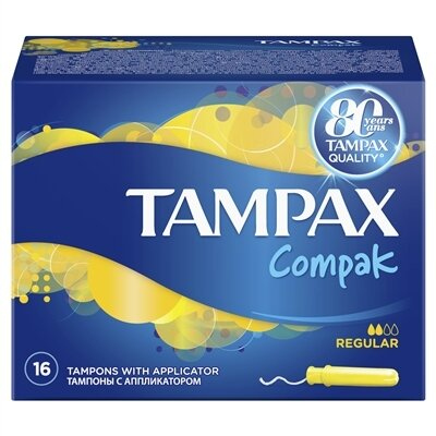 Тампони Tampax Compak Regular з аплікатором, 2 краплі, 16 штук