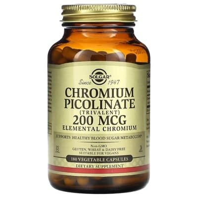 Хром піколінат Solgar Chromium Picolinate 200 мкг вег. капсули №180
