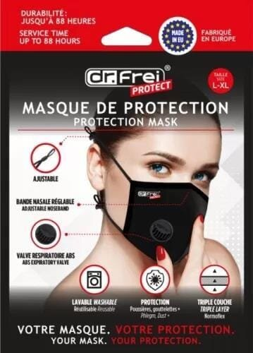 Маска захисна Dr. Frei Protection Mask чорна, розмір L/XL, 1 штука