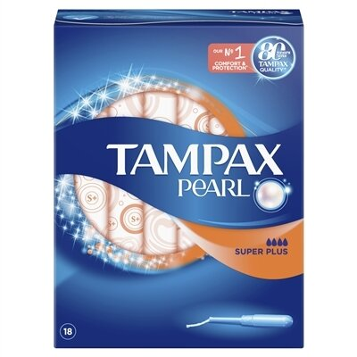 Тампони Tampax Pearl Super Plus з аплікатором, 4 краплі, 18 штук
