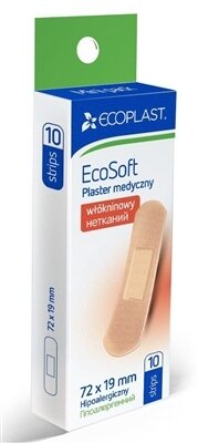 Набір пластирів медичних Ecoplast EcoSoft на нетканій основі 72 x 19 мм, 10 штук
