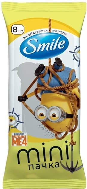Серветки вологі Smile Ліцензійні герої Міньйони міні формат, 8 шт