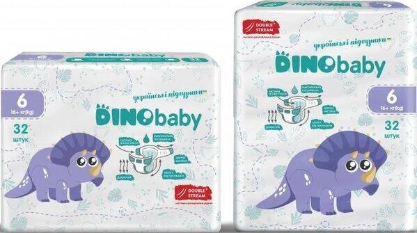 Підгузки Dino Baby розмір 6, 16+ кг, 32 шт