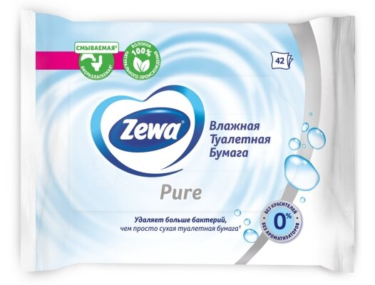 Туалетний папір вологий Zewa без аромату, 42 шт.