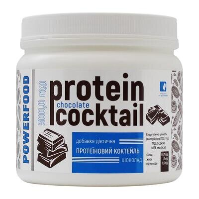 Протеїновий коктейль POWERFOOD protein cocktail, шоколад, 500 г у бан.