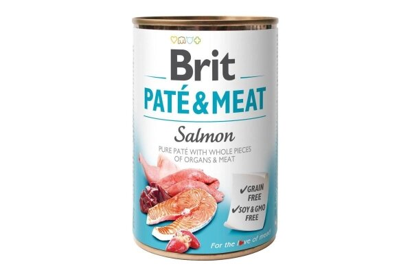 Корм вологий для собак Brit Pate & Meat з лососем, 400 г