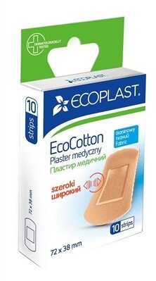 Набір пластирів медичних Ecoplast EcoCotton бактерицидних, на тканій основі, широкі 72 х 38 мм, 10 штук